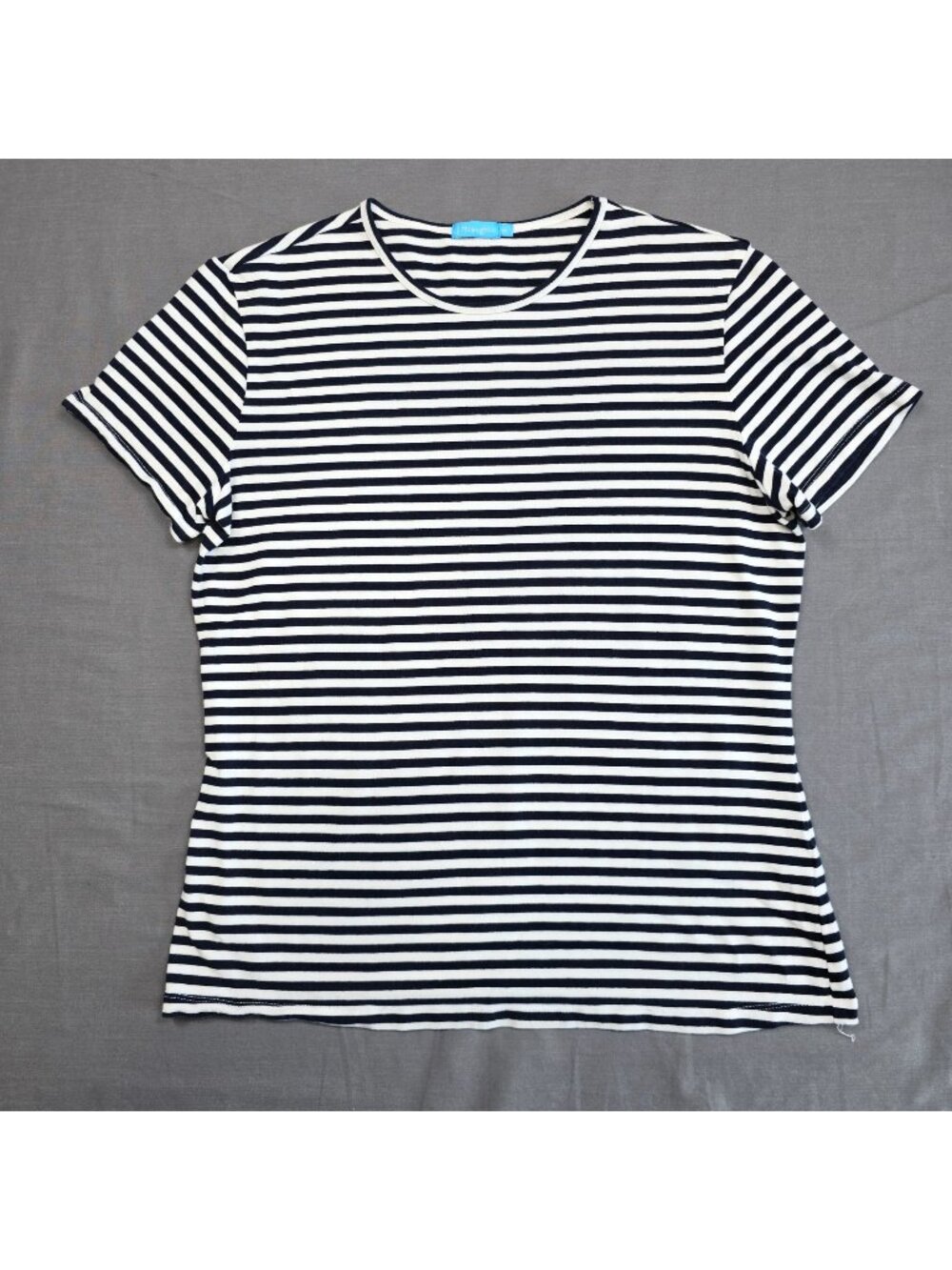 J McLaughlin M Nautical Striped Short Sleeve Top Navy/White Classic Cotton Modal
